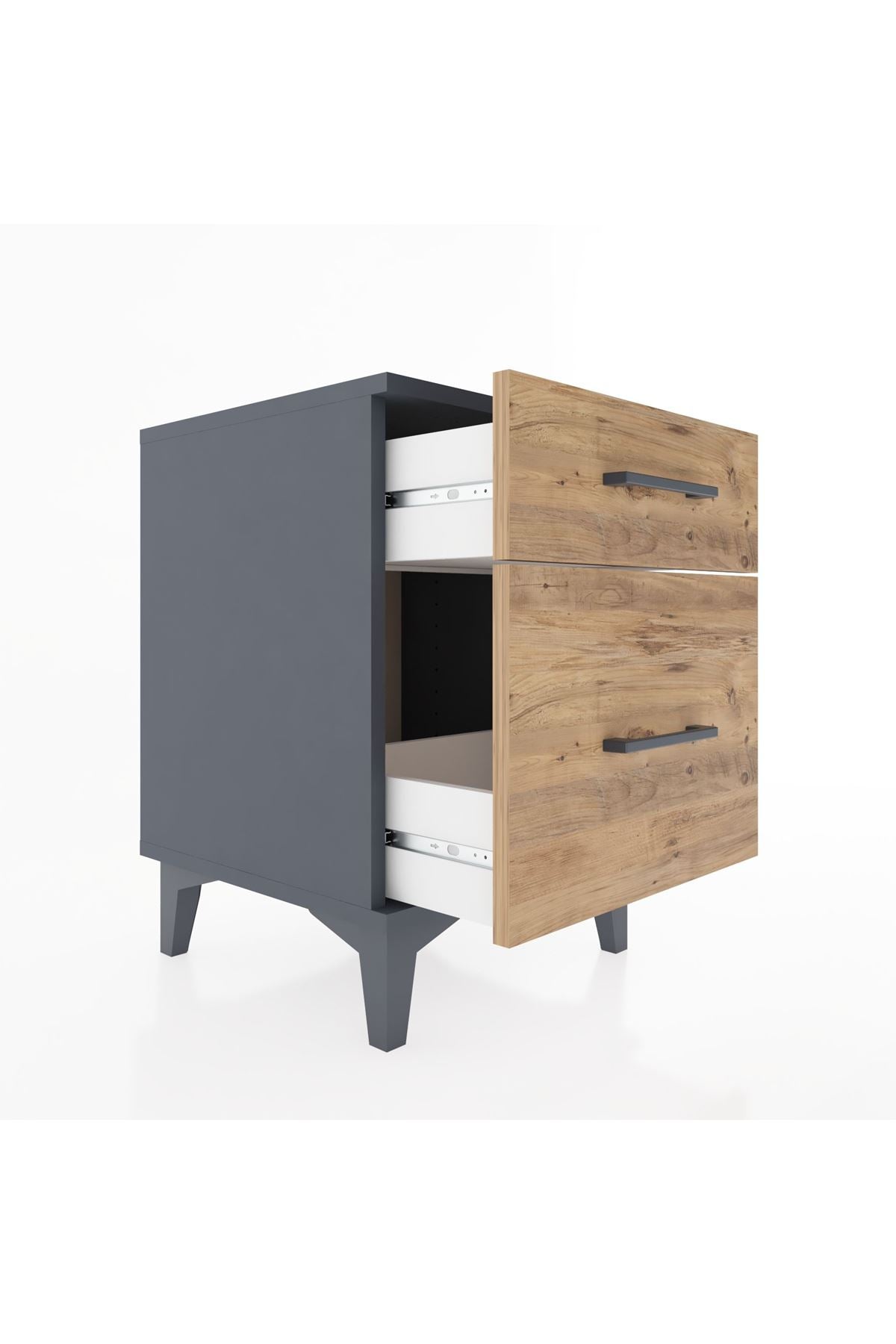 Hyperion Komodin 2 Çekmeceli 44x44x64 Antrasit-Çam