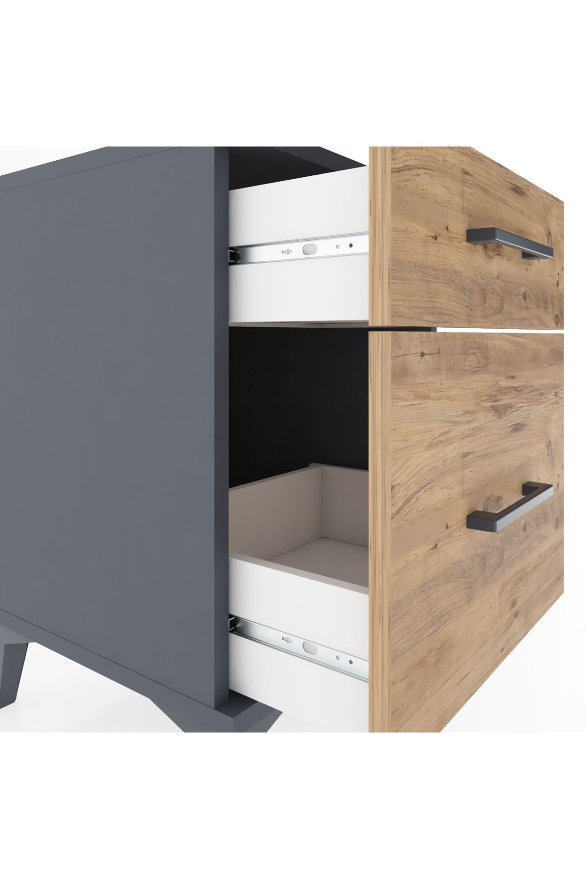 Hyperion Komodin 2 Çekmeceli 44x44x64 Antrasit-Çam