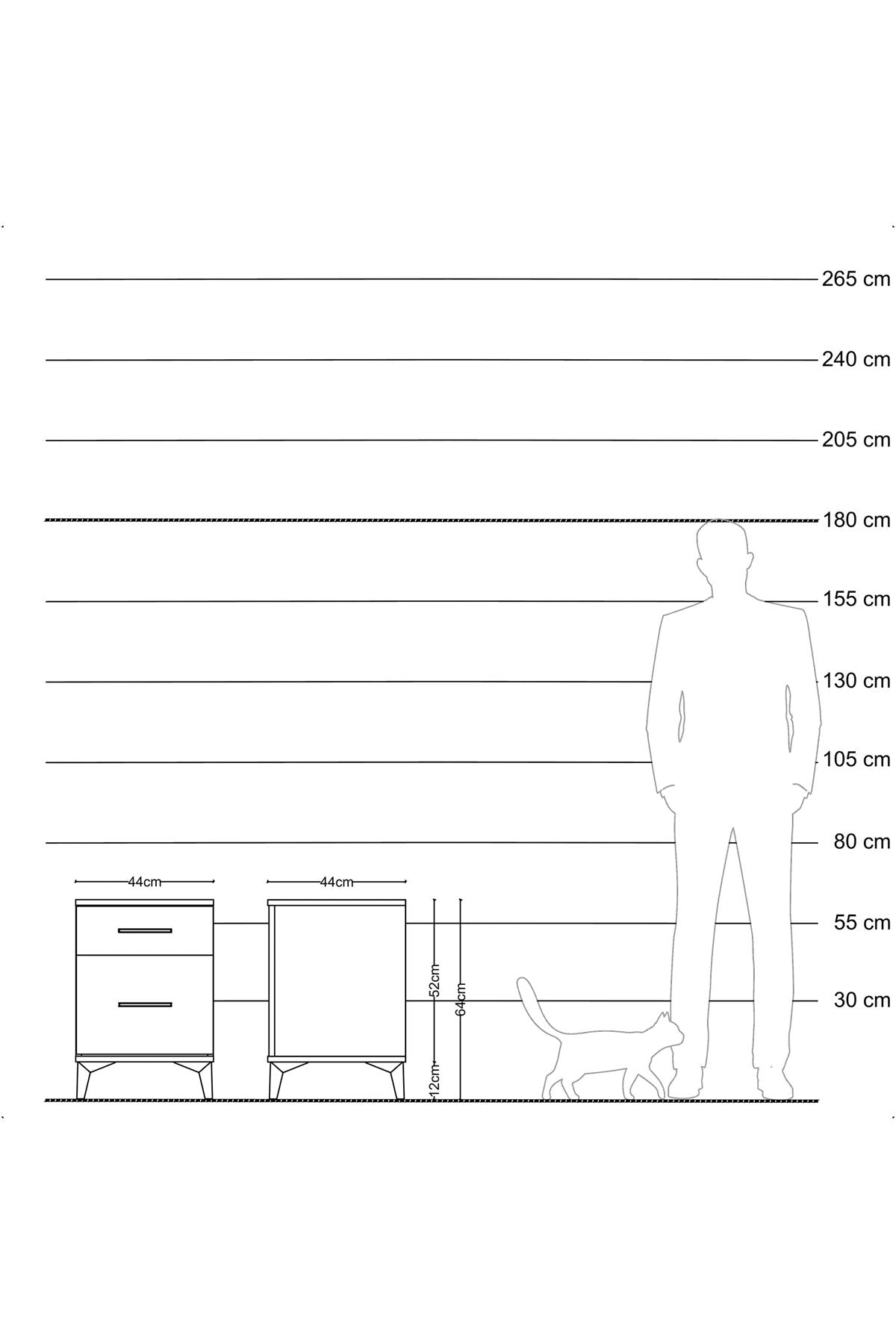 Hyperion Komodin 2 Çekmeceli 44x44x64 Çam-Çam
