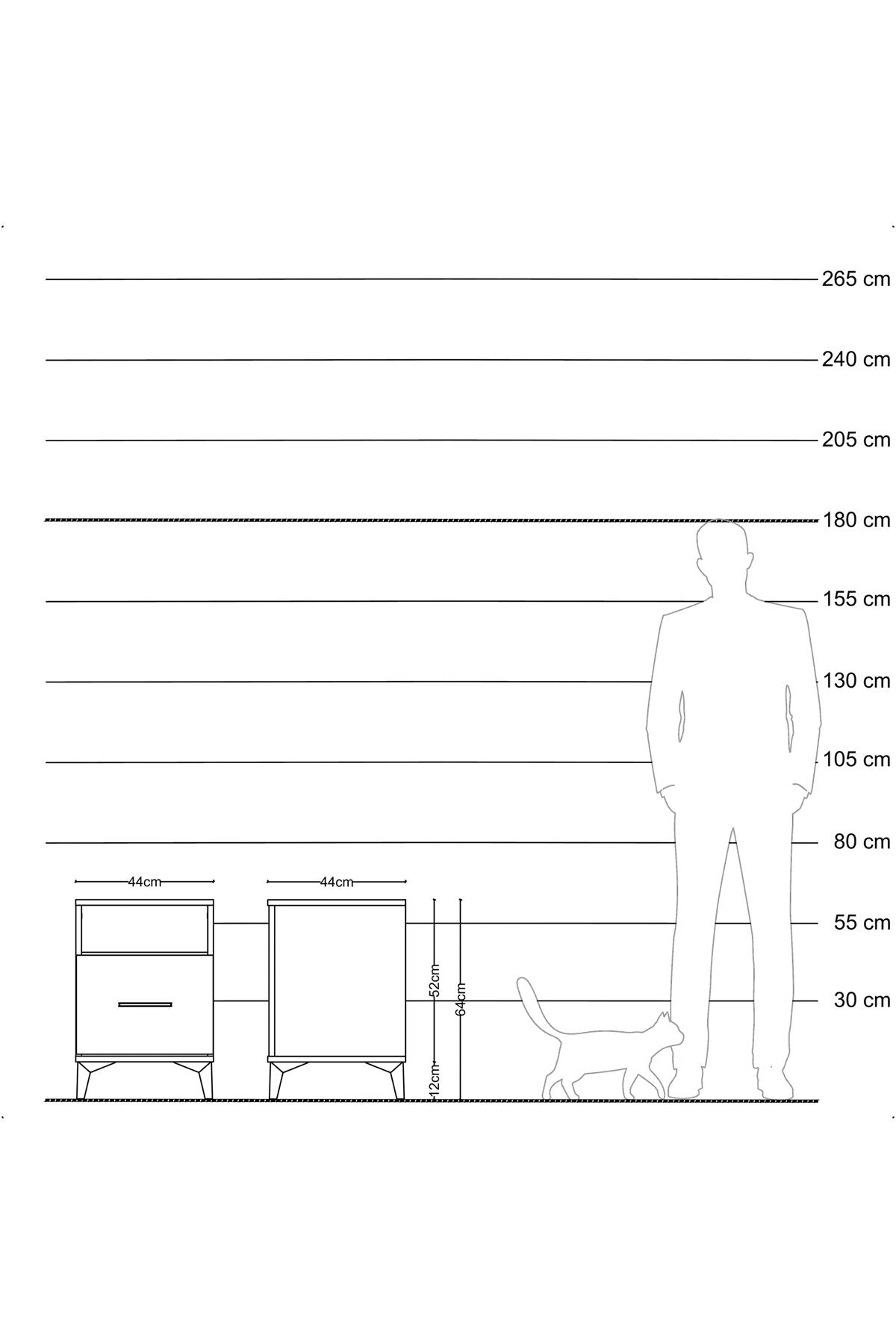 Hyperion Komodin Tek Raflı Tek Çekmeceli 44x44x64 Aytaşı-Aytaşı
