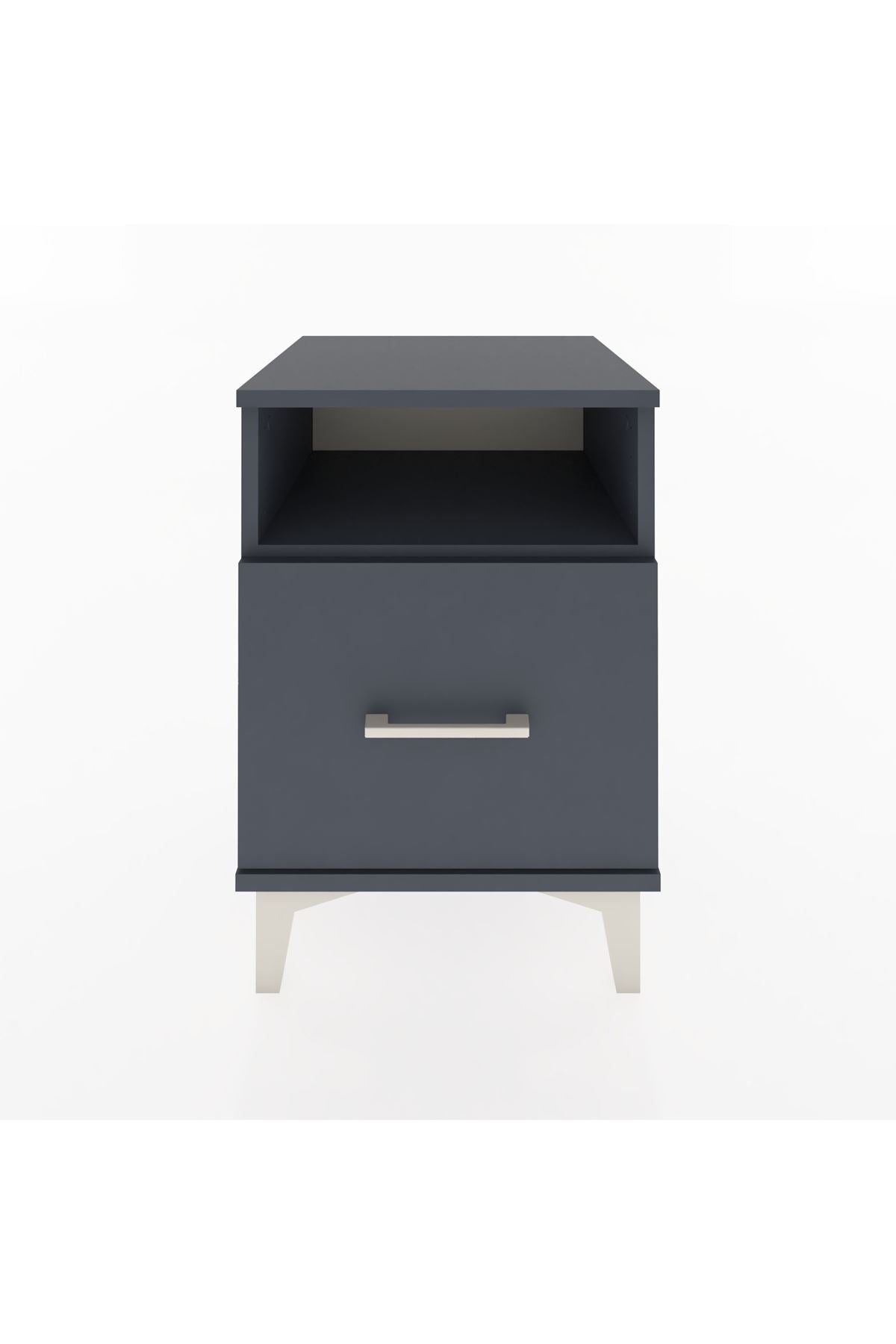 Hyperion Komodin Tek Raflı Tek Çekmeceli 44x44x64 Antrasit-Antrasit
