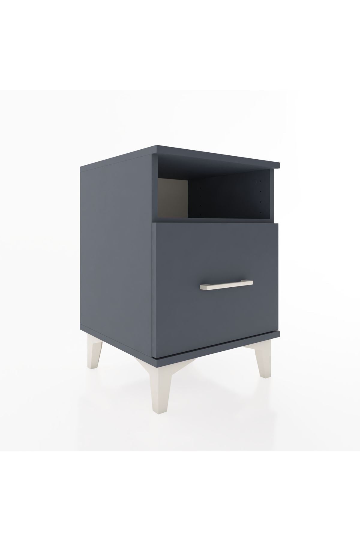 Hyperion Komodin Tek Raflı Tek Çekmeceli 44x44x64 Antrasit-Antrasit