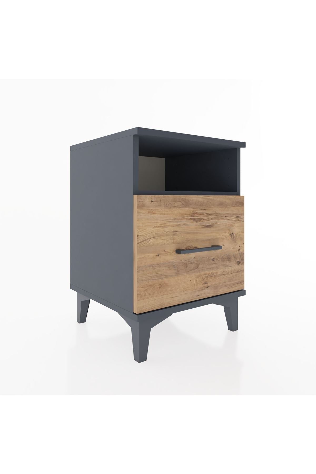 Hyperion Komodin Tek Raflı Tek Çekmeceli 44x44x64 Antrasit-Çam