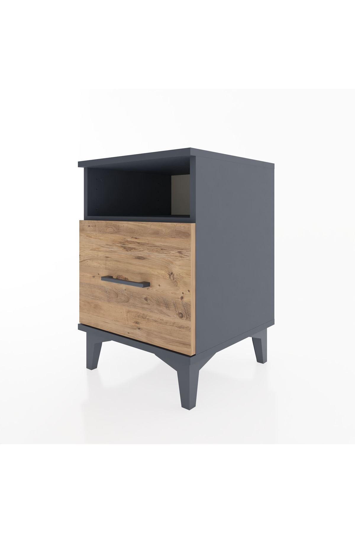 Hyperion Komodin Tek Raflı Tek Çekmeceli 44x44x64 Antrasit-Çam