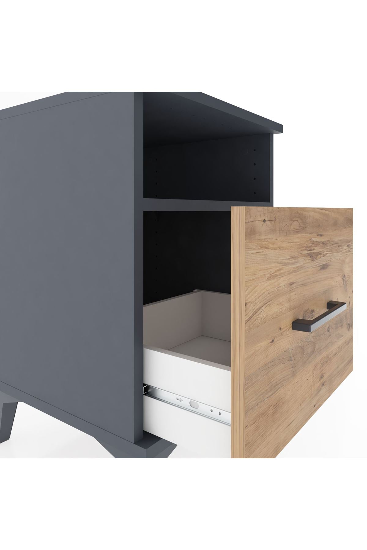Hyperion Komodin Tek Raflı Tek Çekmeceli 44x44x64 Antrasit-Çam