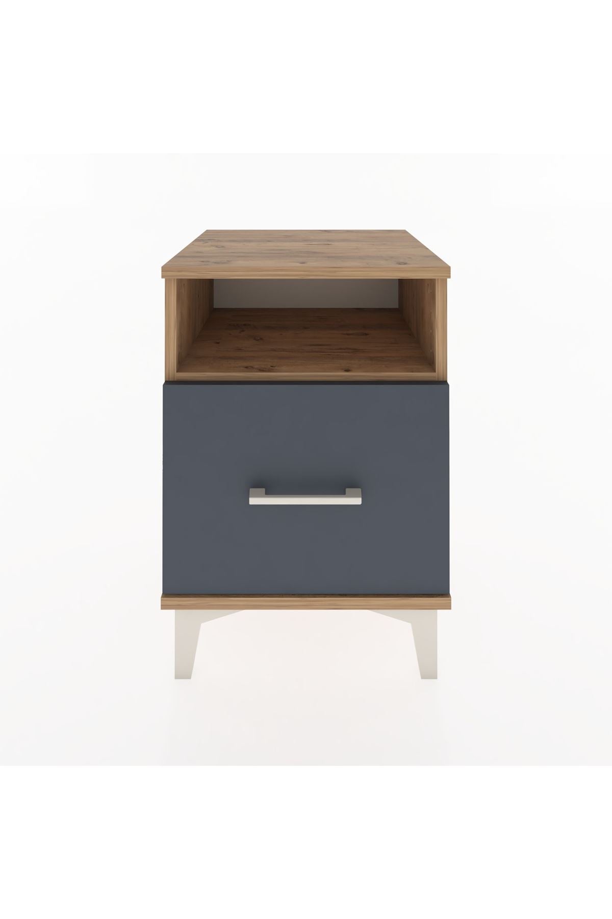 Hyperion Komodin Tek Raflı Tek Çekmeceli 44x44x64 Çam-Antrasit