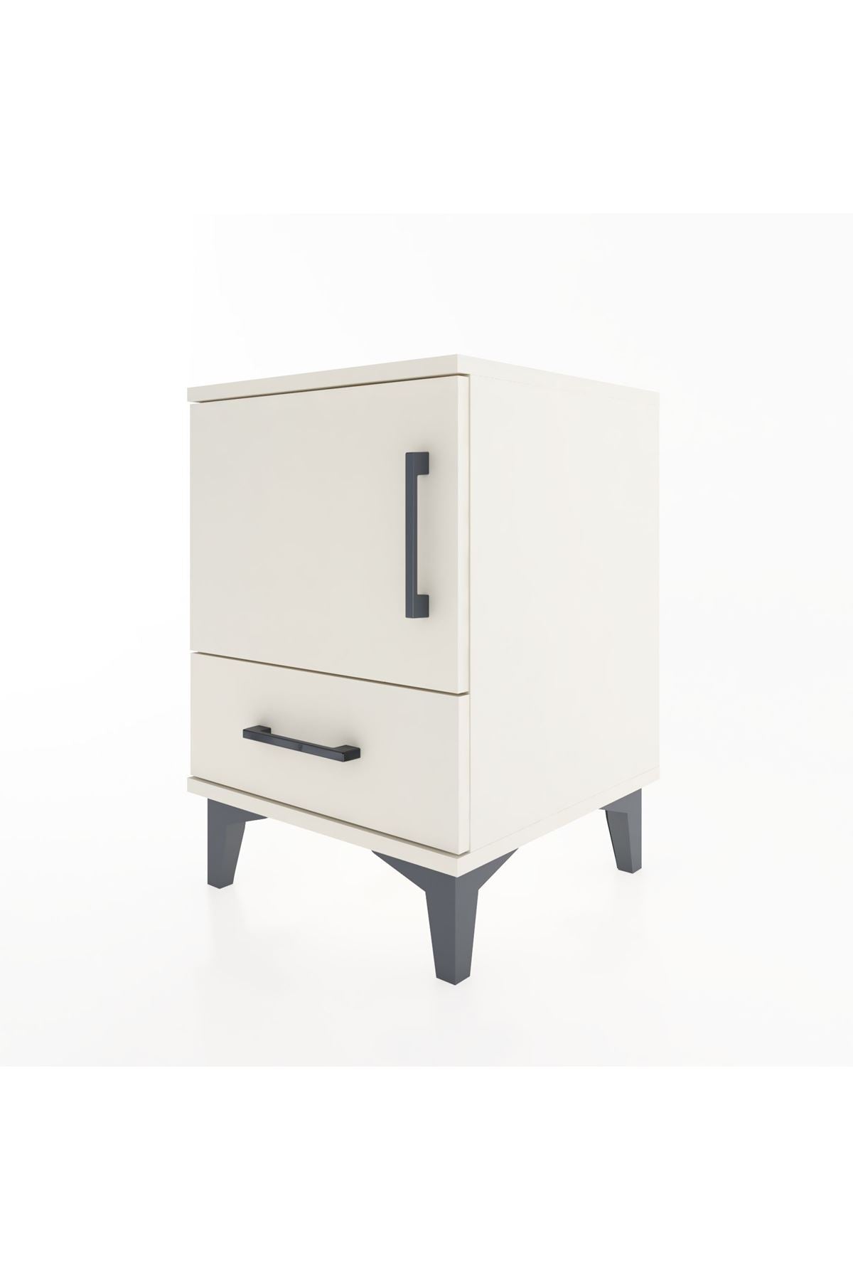 Hyperion Komodin Tek Raflı Tek Çekmeceli Tek Kapaklı 44x44x64 Aytaşı-Aytaşı