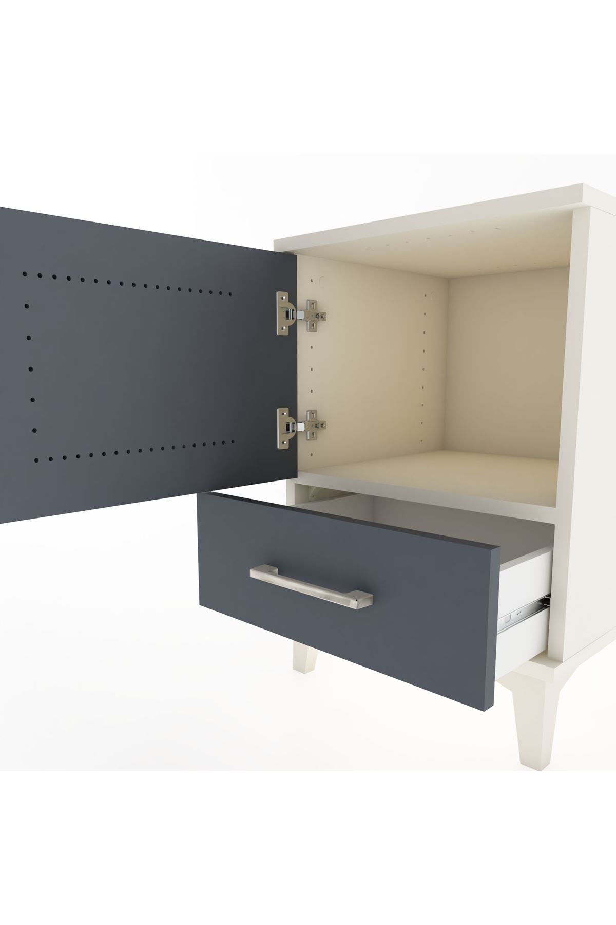 Hyperion Komodin Tek Raflı Tek Çekmeceli Tek Kapaklı 44x44x64 Aytaşı-Antrasit