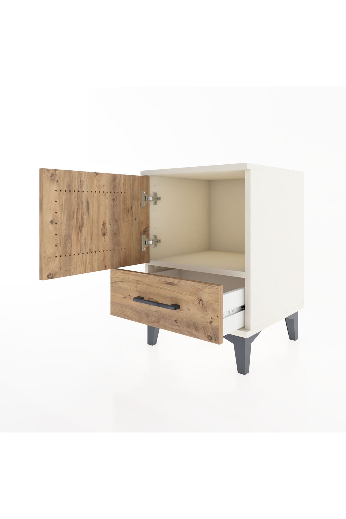 Hyperion Komodin Tek Raflı Tek Çekmeceli Tek Kapaklı 44x44x64 Aytaşı-Çam