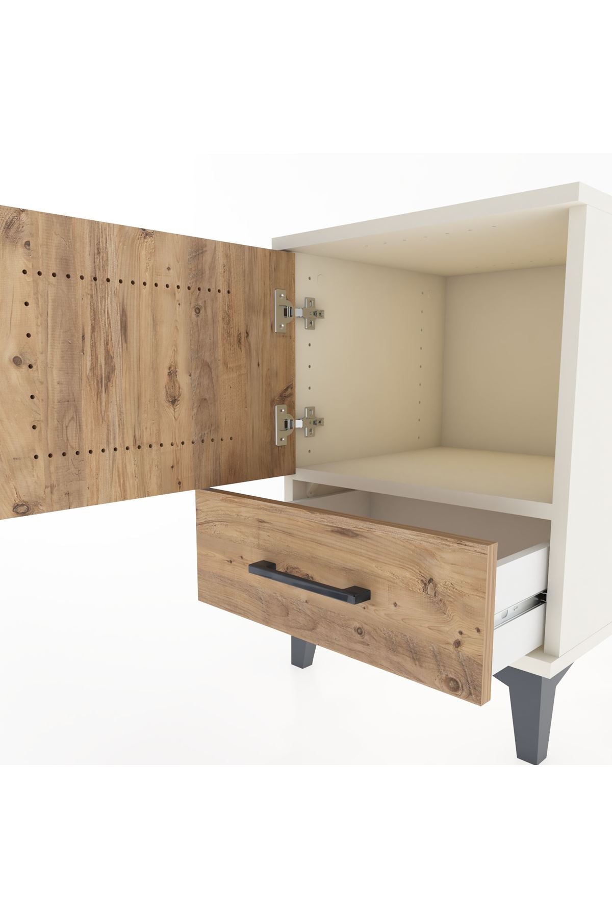 Hyperion Komodin Tek Raflı Tek Çekmeceli Tek Kapaklı 44x44x64 Aytaşı-Çam