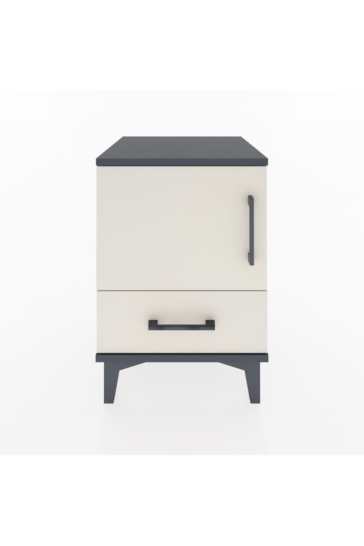 Hyperion Komodin Tek Raflı Tek Çekmeceli Tek Kapaklı 44x44x64 Antrasit-Aytaşı