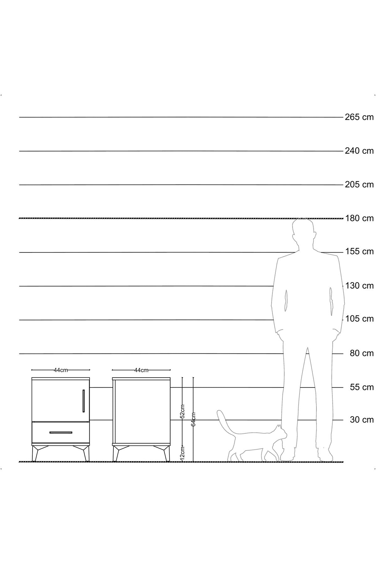 Hyperion Komodin Tek Raflı Tek Çekmeceli Tek Kapaklı 44x44x64 Aytaşı-Çam