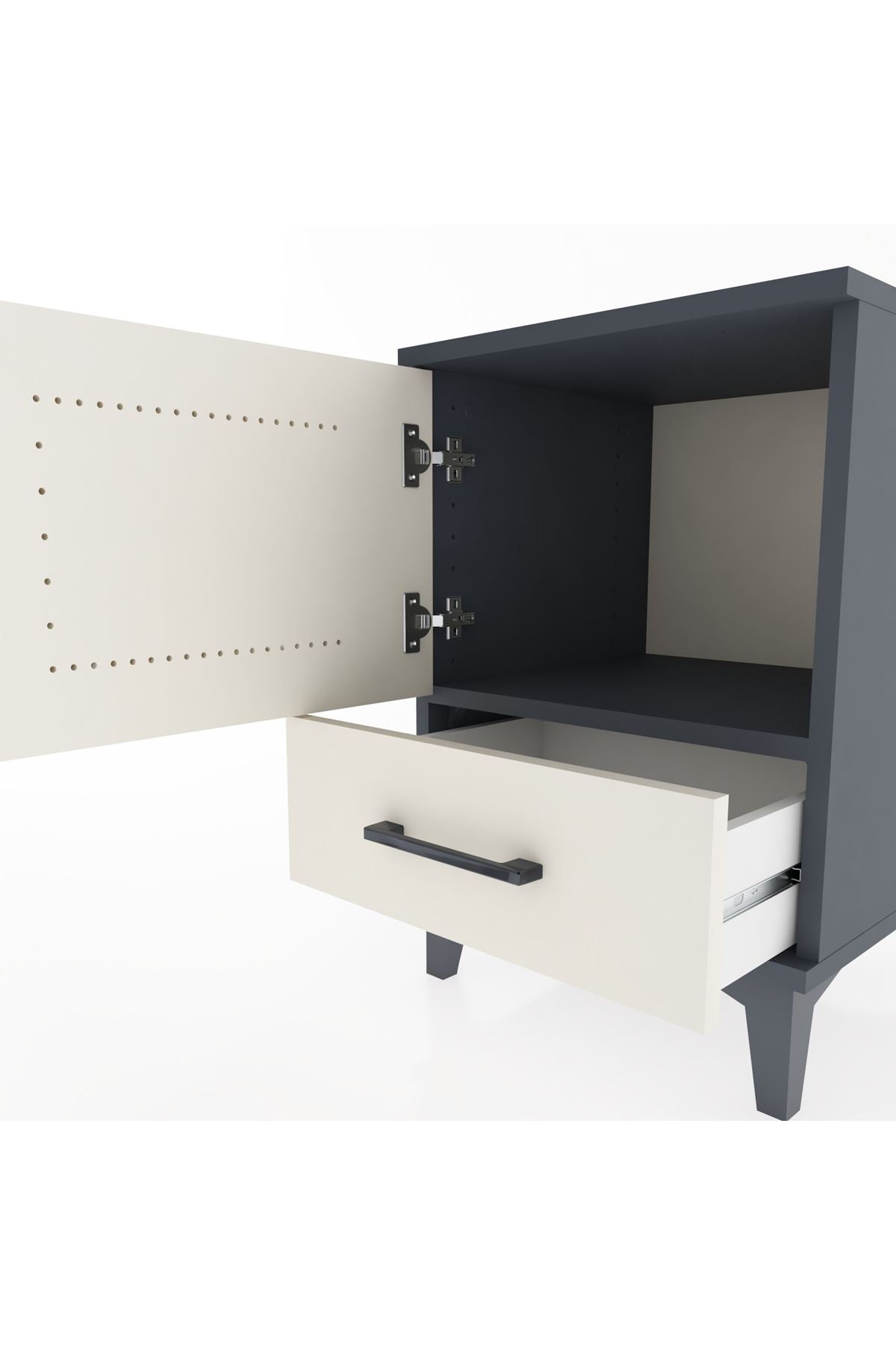 Hyperion Komodin Tek Raflı Tek Çekmeceli Tek Kapaklı 44x44x64 Antrasit-Aytaşı