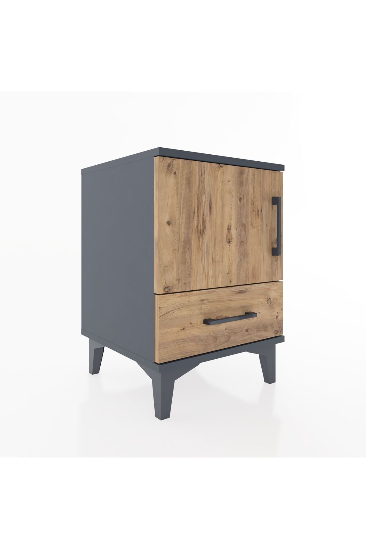 Hyperion Komodin Tek Raflı Tek Çekmeceli Tek Kapaklı 44x44x64 Antrasit-Çam