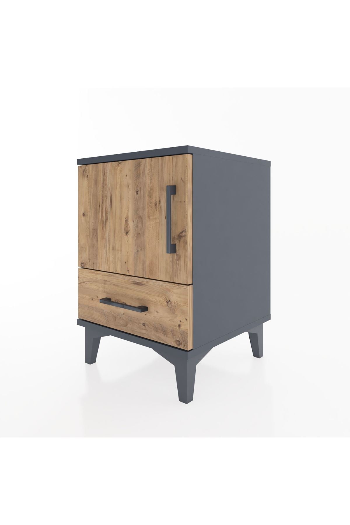 Hyperion Komodin Tek Raflı Tek Çekmeceli Tek Kapaklı 44x44x64 Antrasit-Çam