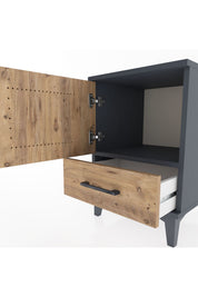 Hyperion Komodin Tek Raflı Tek Çekmeceli Tek Kapaklı 44x44x64 Antrasit-Çam