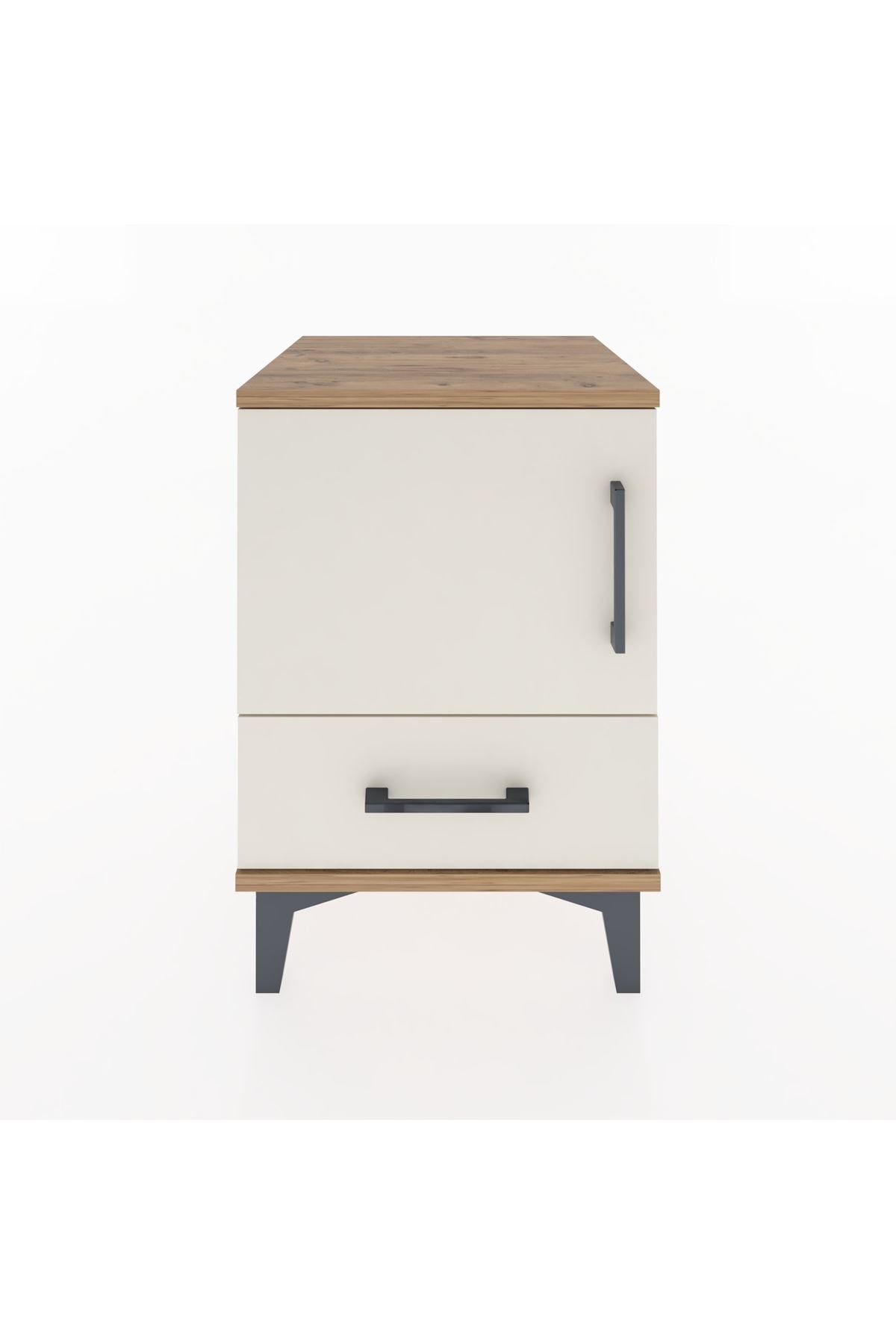 Hyperion Komodin Tek Raflı Tek Çekmeceli Tek Kapaklı 44x44x64 Çam-Aytaşı