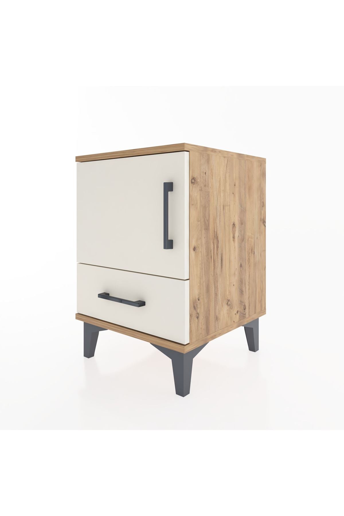 Hyperion Komodin Tek Raflı Tek Çekmeceli Tek Kapaklı 44x44x64 Çam-Aytaşı