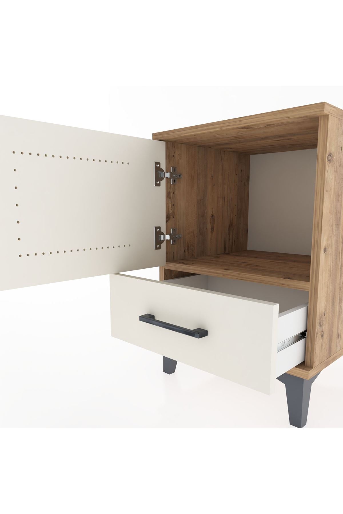 Hyperion Komodin Tek Raflı Tek Çekmeceli Tek Kapaklı 44x44x64 Çam-Aytaşı