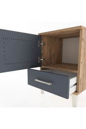 Hyperion Komodin Tek Raflı Tek Çekmeceli Tek Kapaklı 44x44x64 Çam-Antrasit