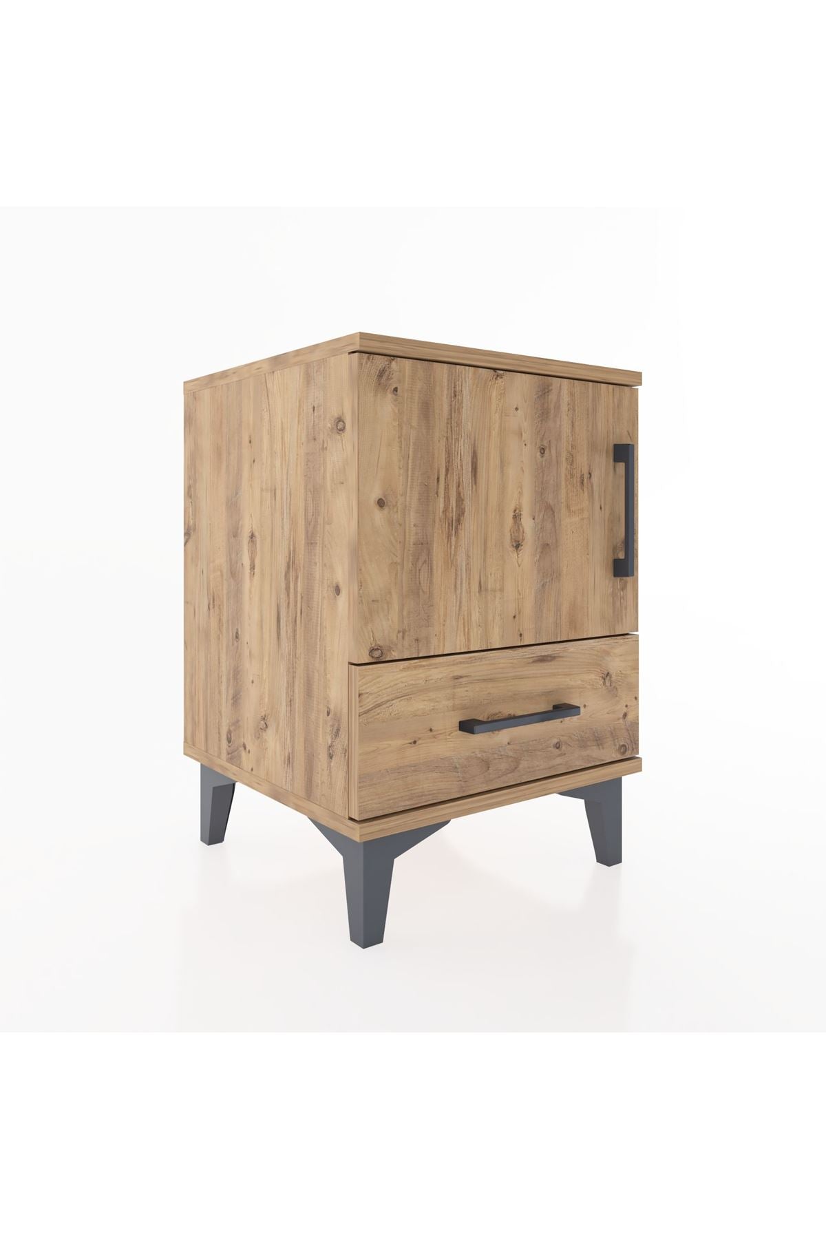 Hyperion Komodin Tek Raflı Tek Çekmeceli Tek Kapaklı 44x44x64 Çam-Çam