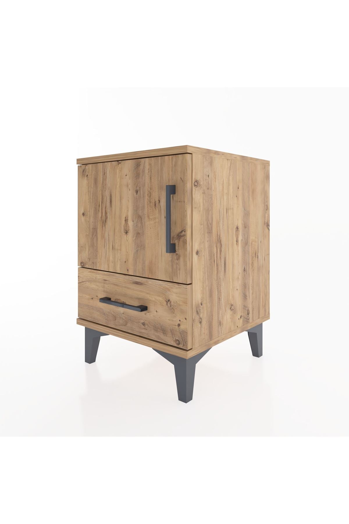 Hyperion Komodin Tek Raflı Tek Çekmeceli Tek Kapaklı 44x44x64 Çam-Çam