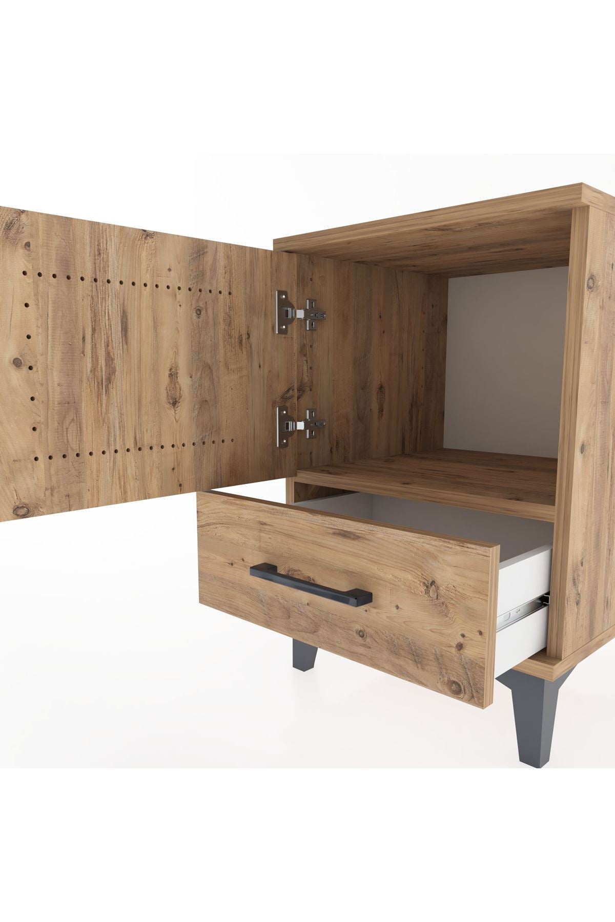 Hyperion Komodin Tek Raflı Tek Çekmeceli Tek Kapaklı 44x44x64 Çam-Çam