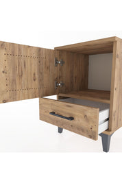 Hyperion Komodin Tek Raflı Tek Çekmeceli Tek Kapaklı 44x44x64 Çam-Çam