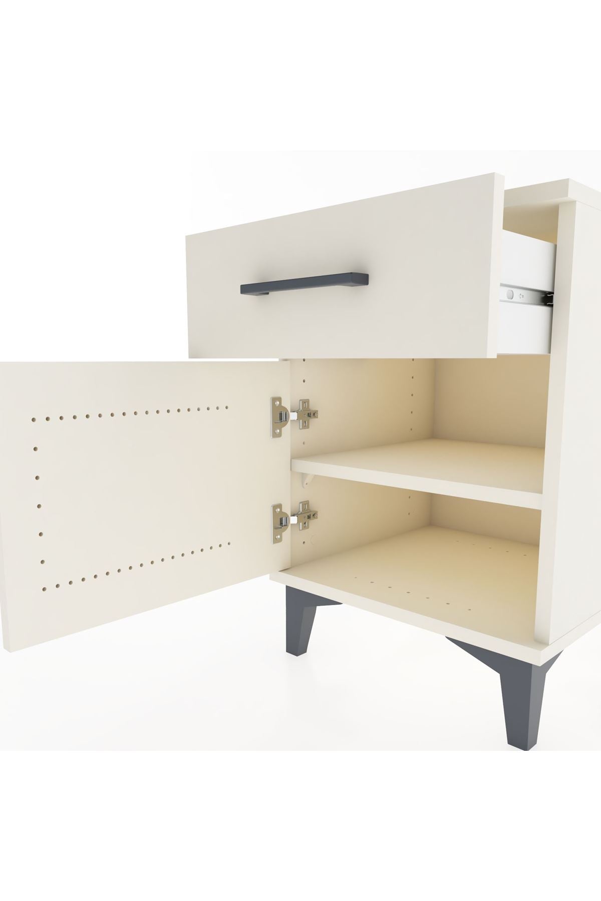 Hyperion Komodin Tek Çekmeceli Tek Kapaklı 44x44x64 Aytaşı-Aytaşı