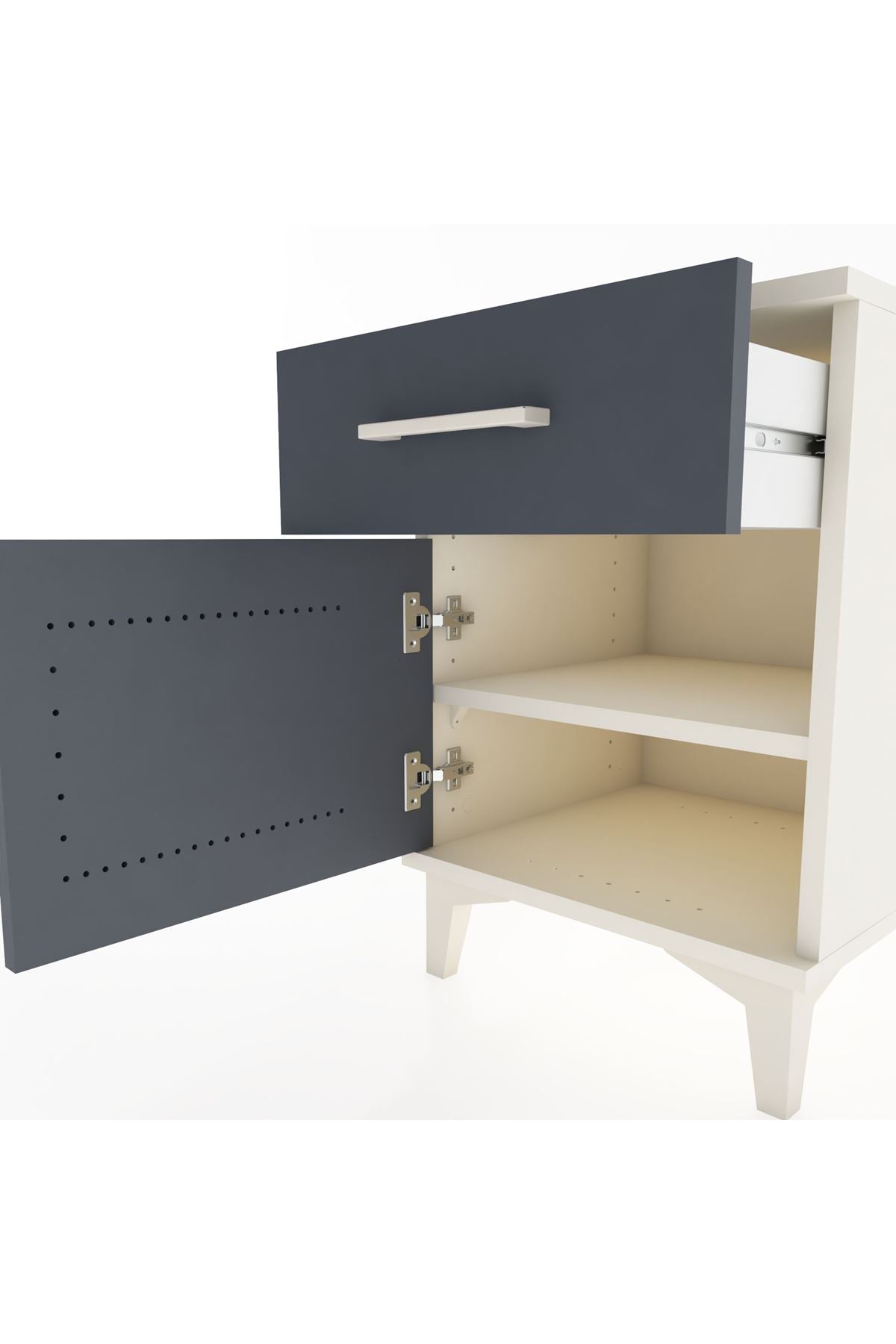 Hyperion Komodin Tek Çekmeceli Tek Kapaklı 44x44x64 Aytaşı-Antrasit