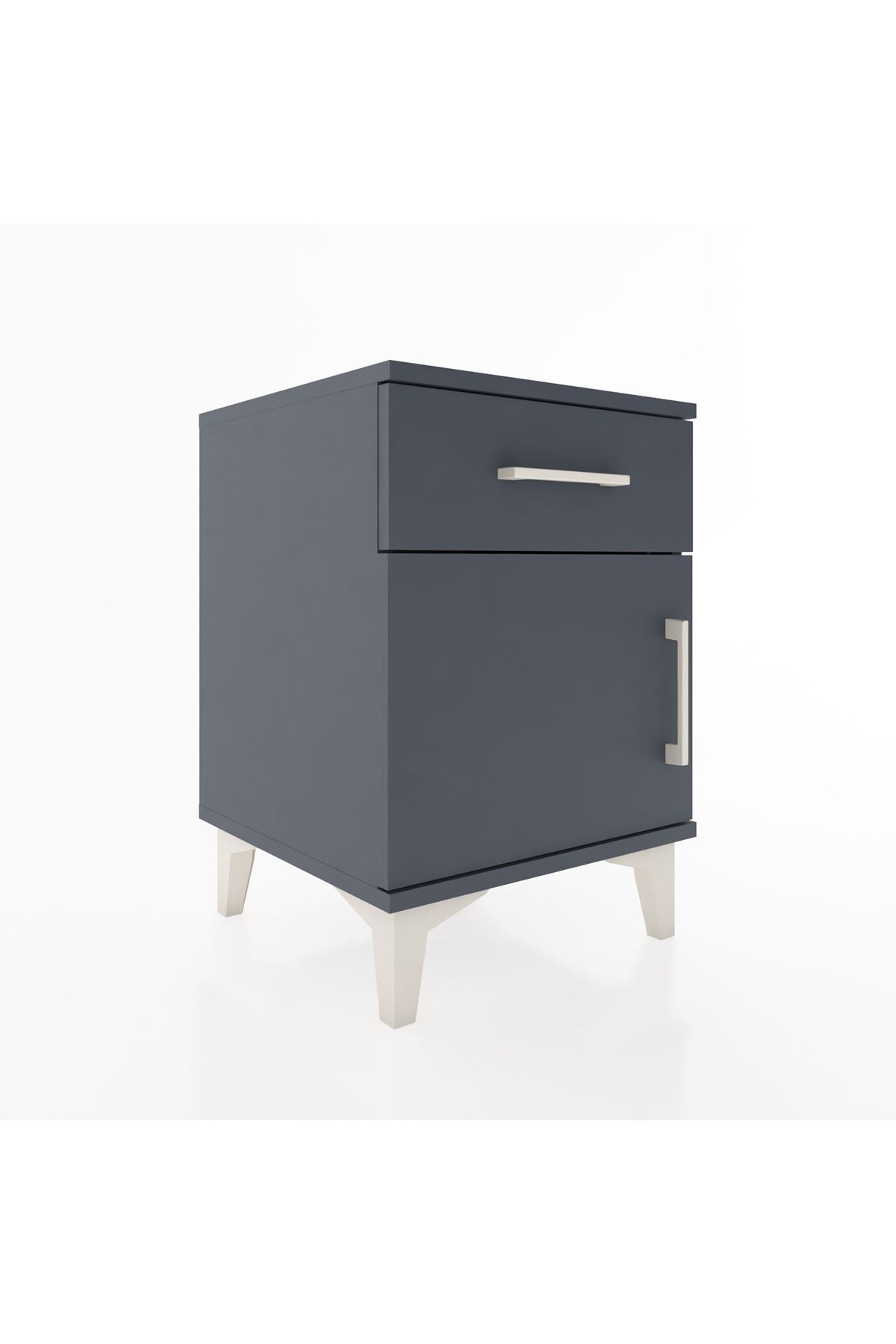 Hyperion Komodin Tek Çekmeceli Tek Kapaklı 44x44x64 Antrasit-Antrasit