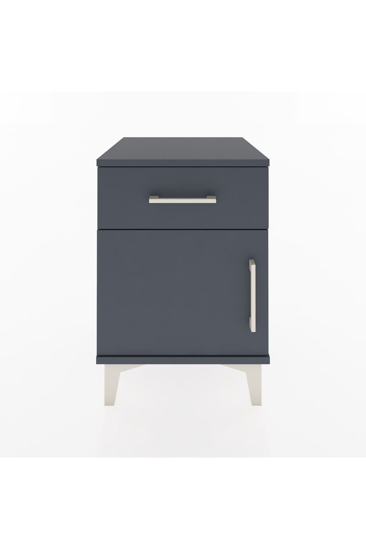 Hyperion Komodin Tek Çekmeceli Tek Kapaklı 44x44x64 Antrasit-Antrasit