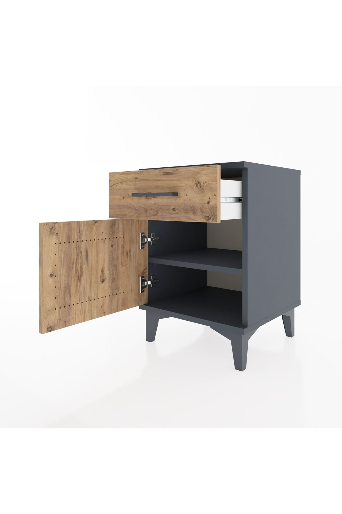 Hyperion Komodin Tek Çekmeceli Tek Kapaklı 44x44x64 Antrasit-Çam