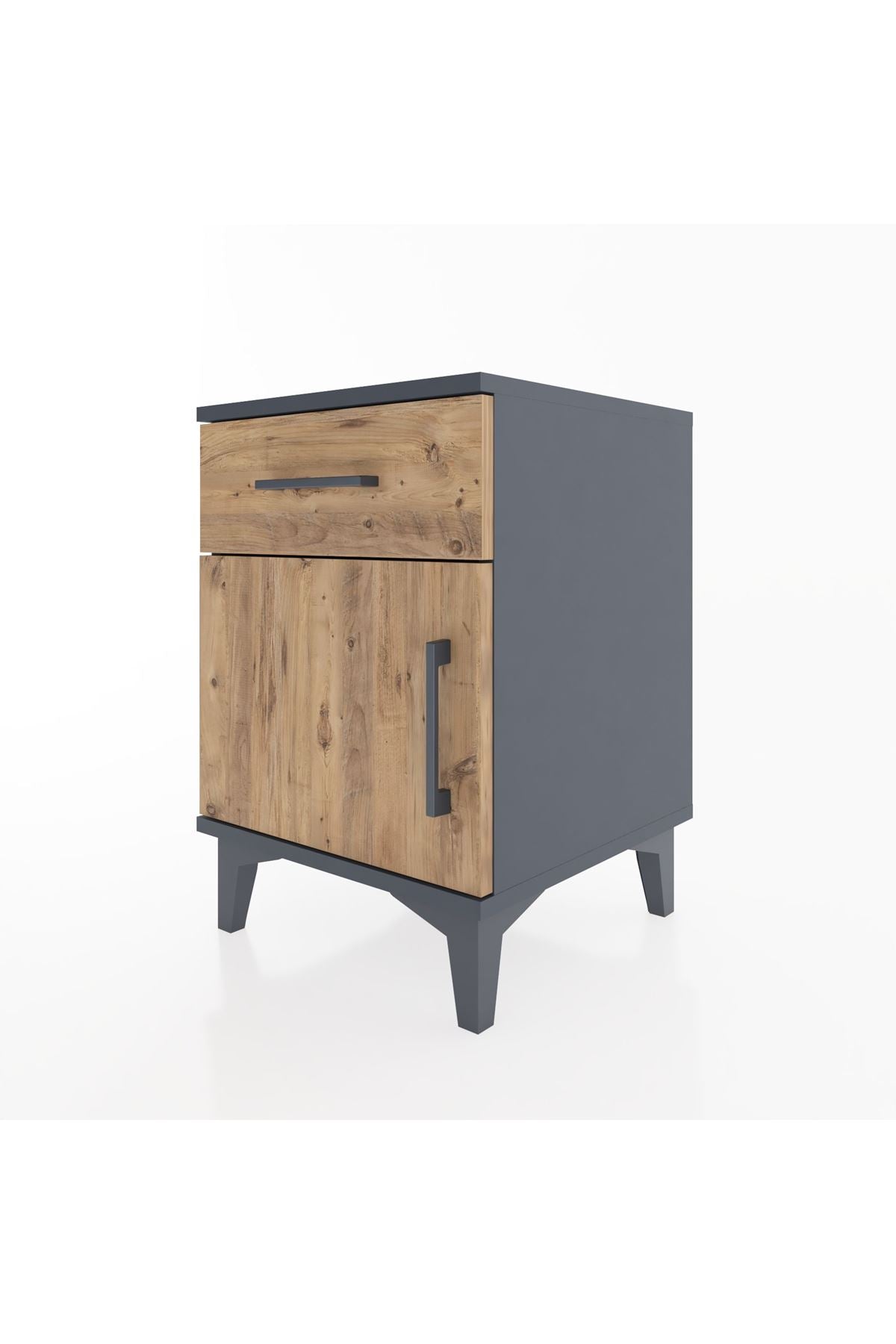 Hyperion Komodin Tek Çekmeceli Tek Kapaklı 44x44x64 Antrasit-Çam