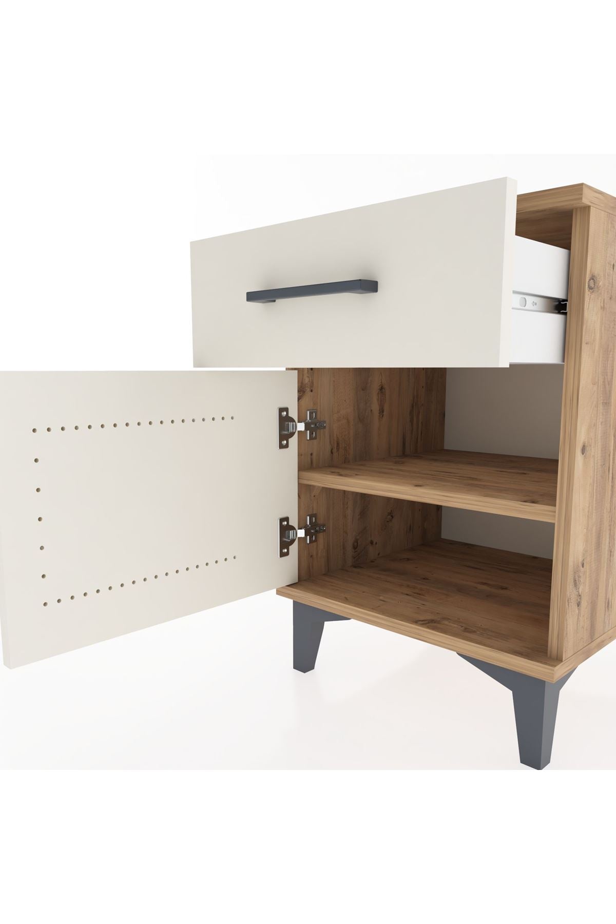 Hyperion Komodin Tek Çekmeceli Tek Kapaklı 44x44x64 Çam-Aytaşı