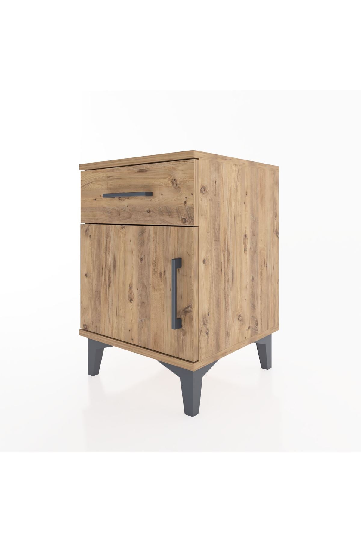 Hyperion Komodin Tek Çekmeceli Tek Kapaklı 44x44x64 Çam-Çam