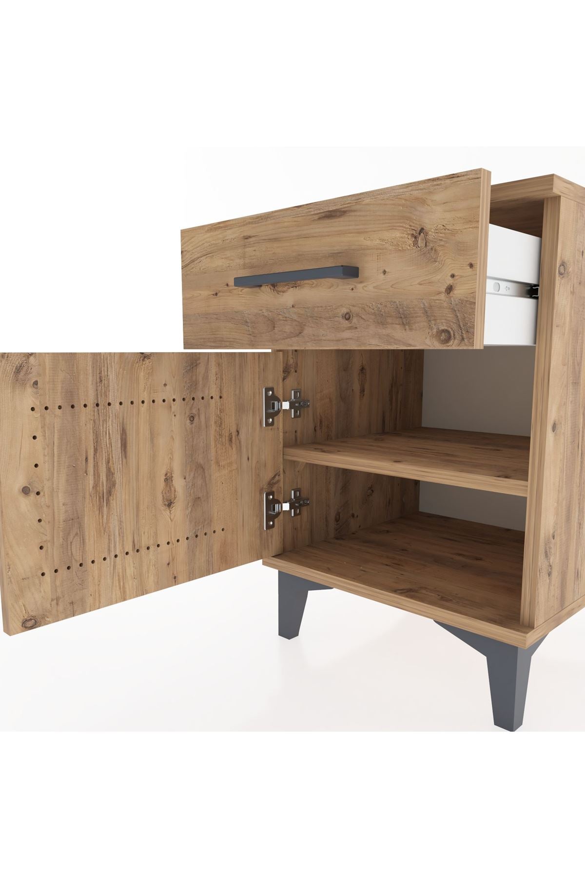 Hyperion Komodin Tek Çekmeceli Tek Kapaklı 44x44x64 Çam-Çam