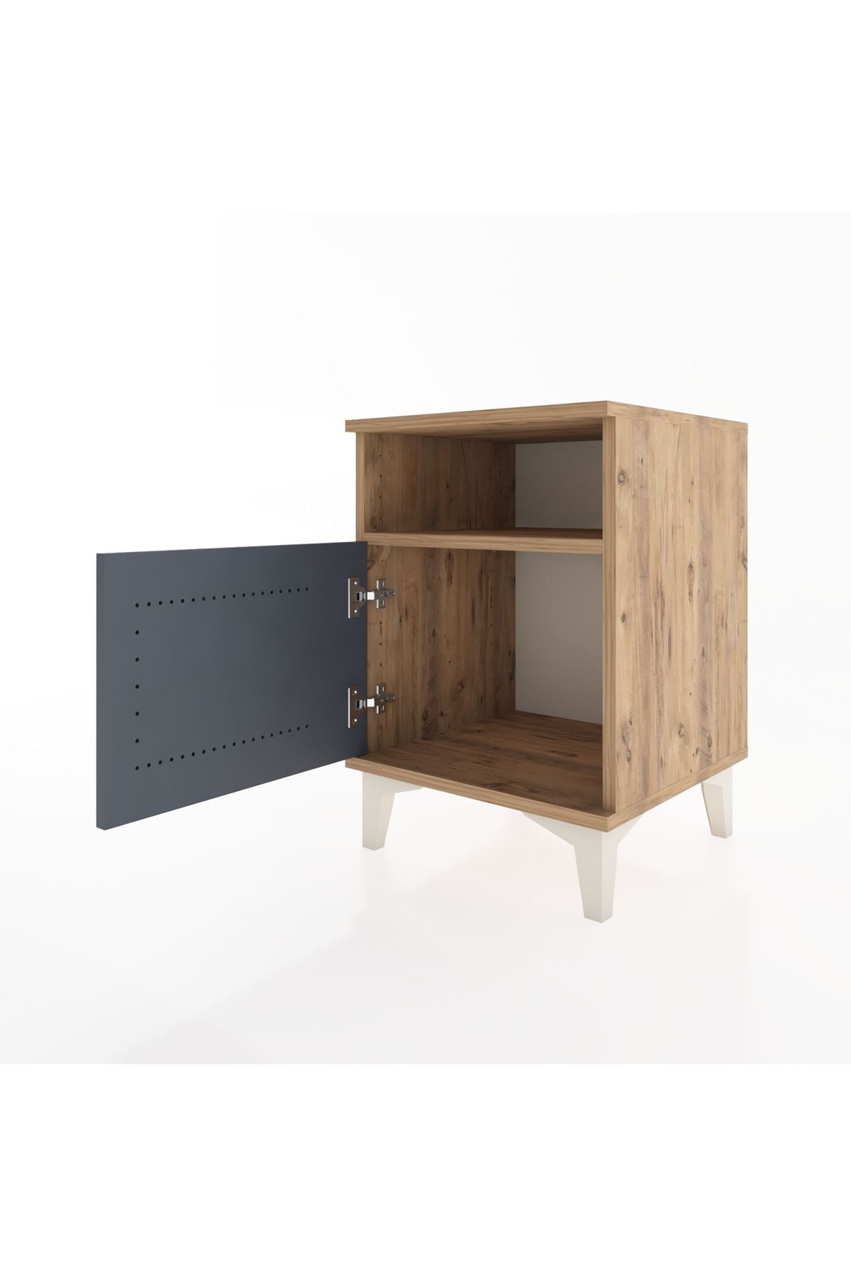 Hyperion Komodin Tek Raflı Tek Kapaklı 44x44x64 Çam-Antrasit