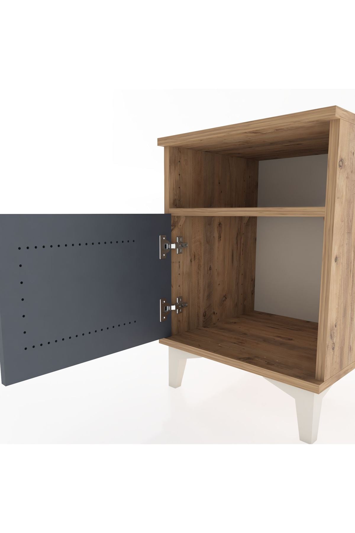 Hyperion Komodin Tek Raflı Tek Kapaklı 44x44x64 Çam-Antrasit