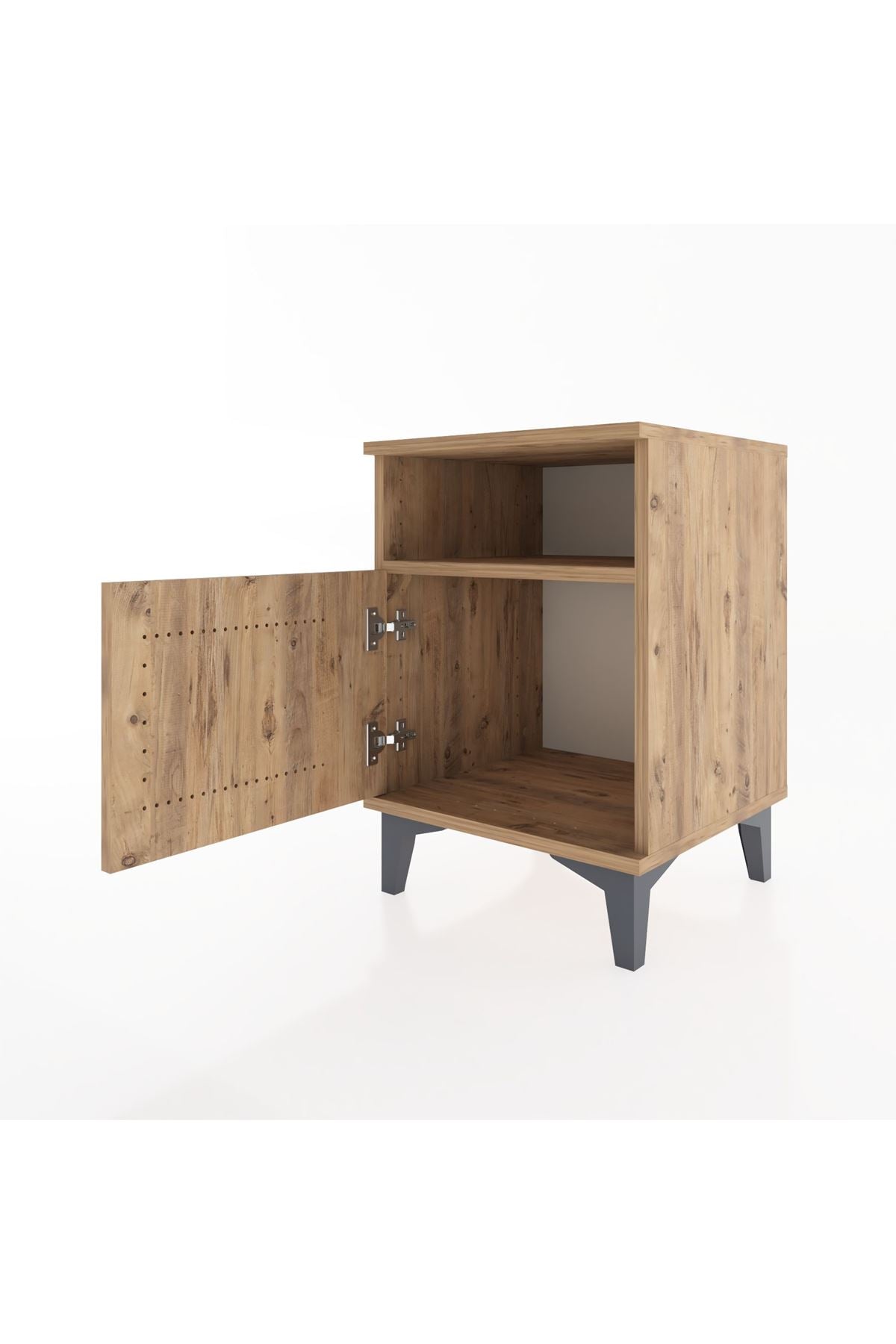 Hyperion Komodin Tek Raflı Tek Kapaklı 44x44x64 Çam-Çam