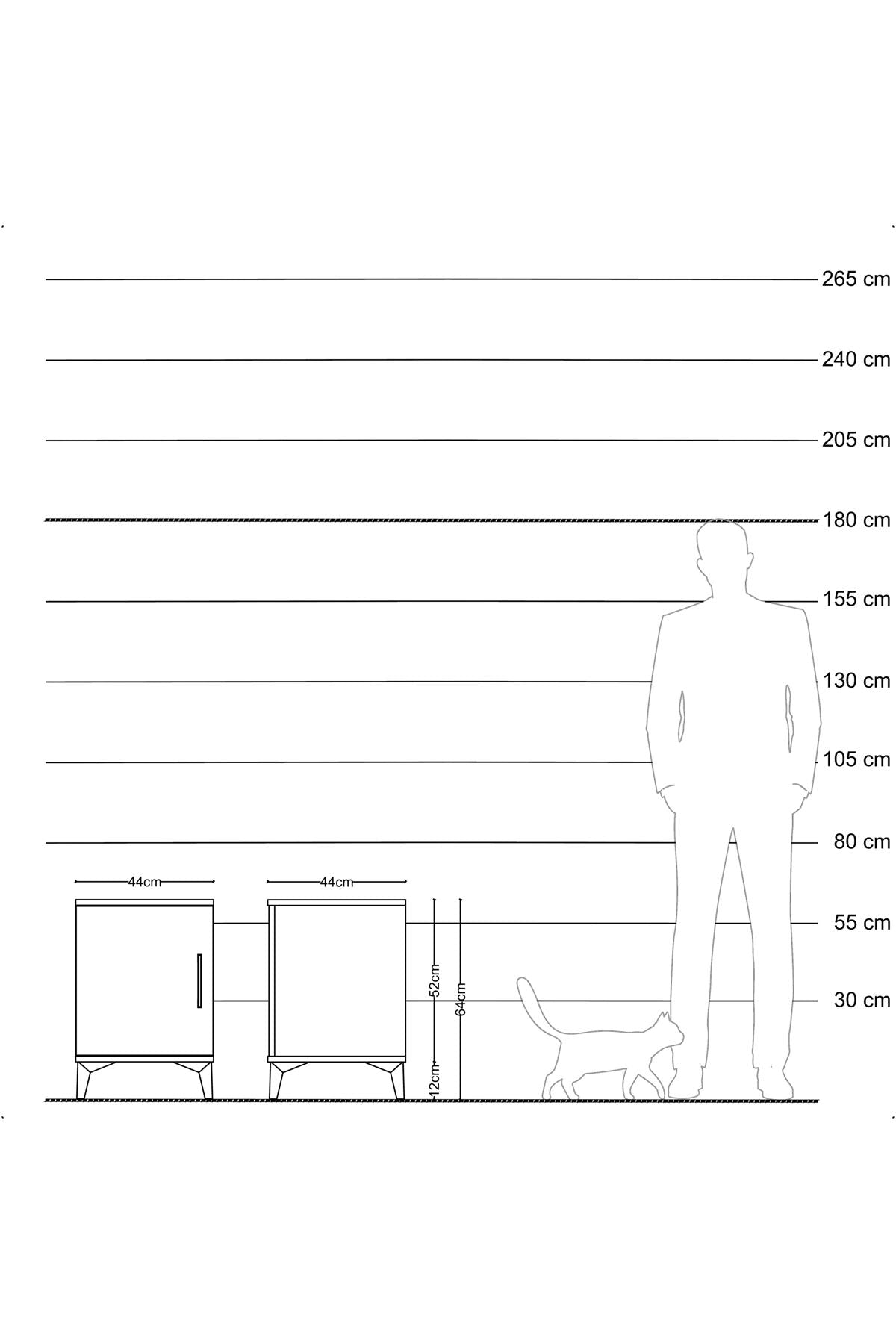 Hyperion Komodin Tek Raflı Tek Kapaklı 44x44x64 Aytaşı-Antrasit