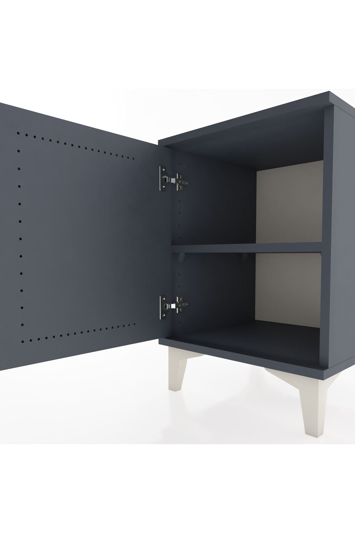 Hyperion Komodin Tek Raflı Tek Kapaklı 44x44x64 Antrasit-Antrasit