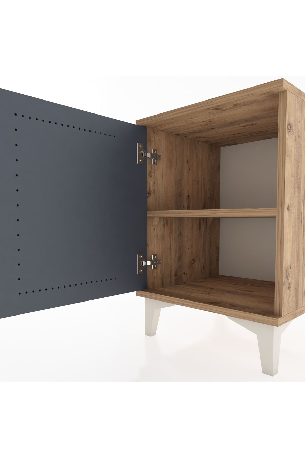 Hyperion Komodin Tek Raflı Tek Kapaklı 44x44x64 Çam-Antrasit