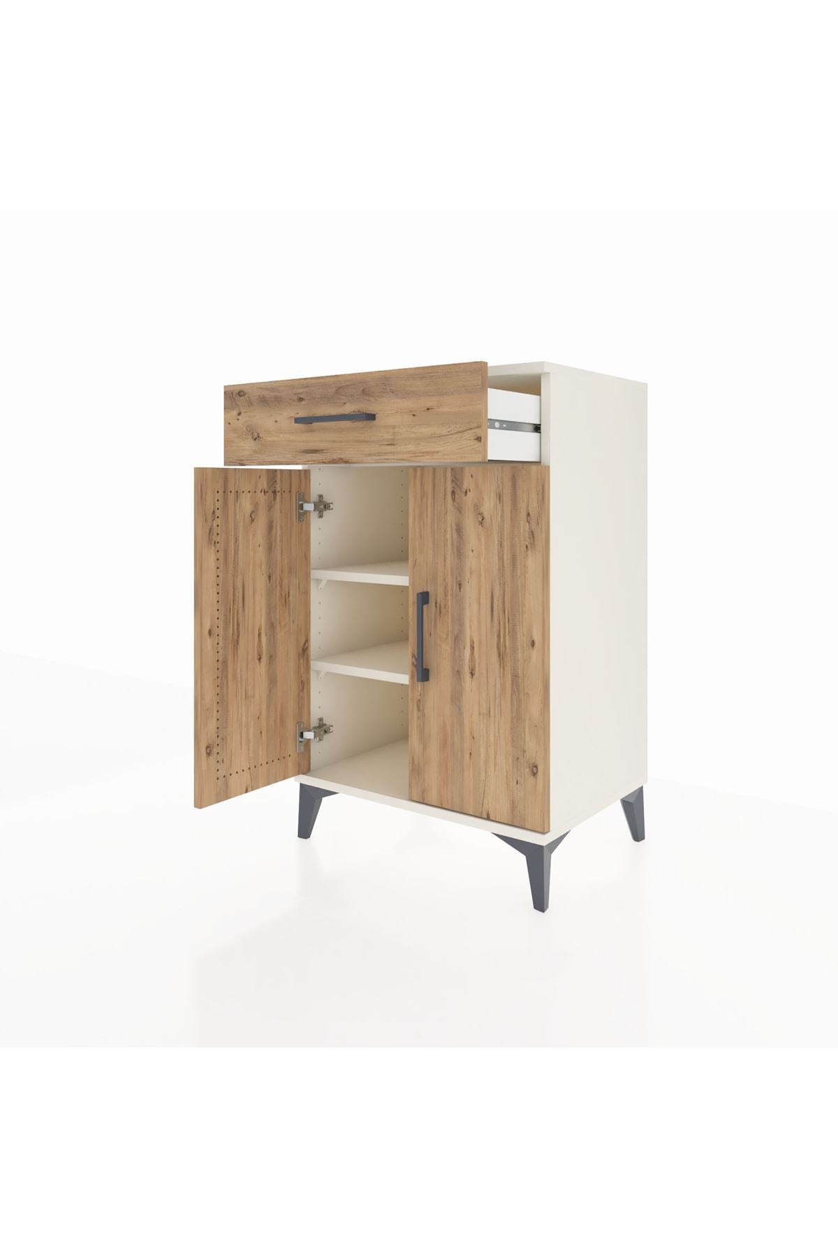 Hyperion Komodin 2 Raflı Tek Çekmeceli 2 Kapaklı 60x44x96 Aytaşı-Çam