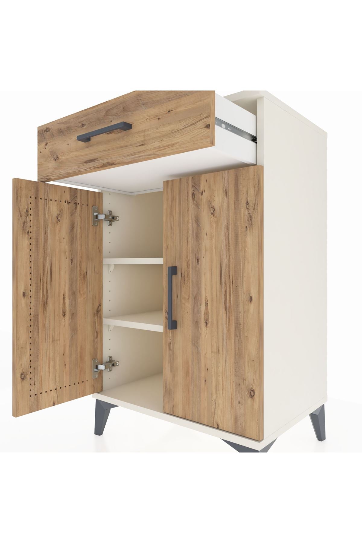 Hyperion Komodin 2 Raflı Tek Çekmeceli 2 Kapaklı 60x44x96 Aytaşı-Çam