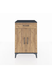 Hyperion Komodin 2 Raflı Tek Çekmeceli 2 Kapaklı 60x44x96 Antrasit-Çam