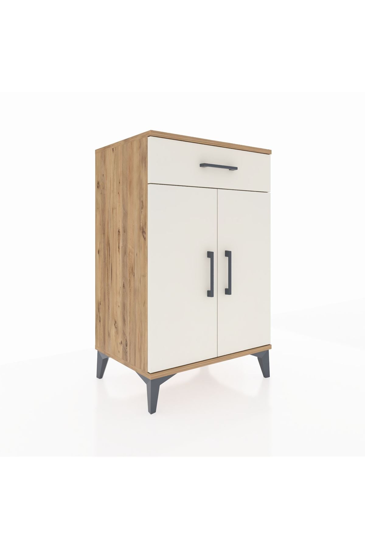 Hyperion Komodin 2 Raflı Tek Çekmeceli 2 Kapaklı 60x44x96 Çam-Aytaşı