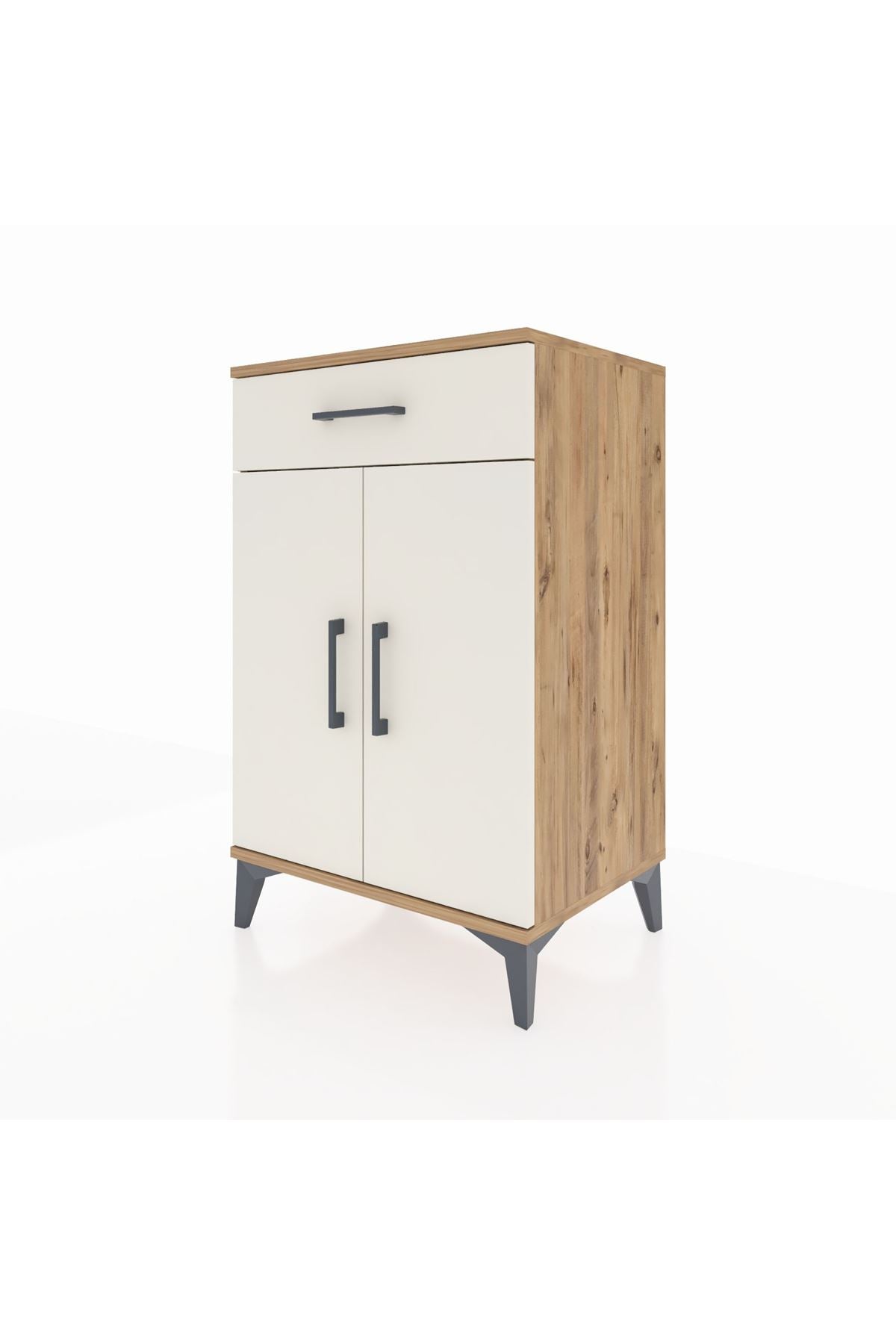 Hyperion Komodin 2 Raflı Tek Çekmeceli 2 Kapaklı 60x44x96 Çam-Aytaşı