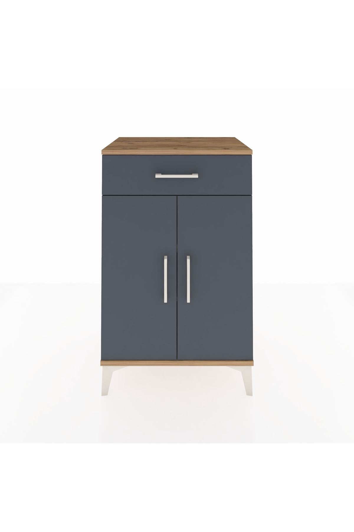 Hyperion Komodin 2 Raflı Tek Çekmeceli 2 Kapaklı 60x44x96 Çam-Antrasit