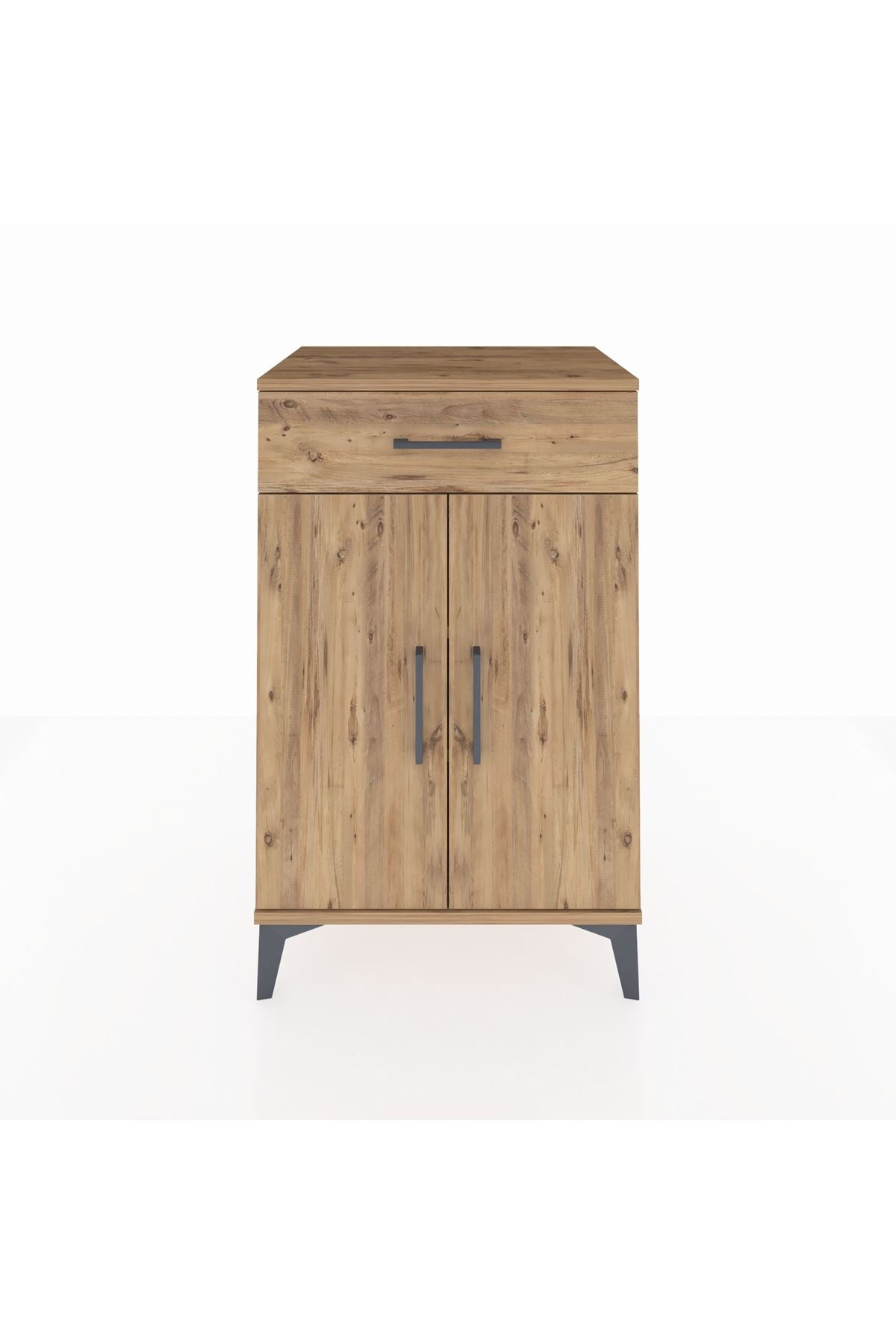 Hyperion Komodin 2 Raflı Tek Çekmeceli 2 Kapaklı 60x44x96 Çam-Çam